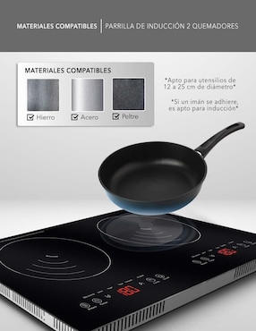 Parrilla de inducción Rca rc-12e2 de vidrio templado