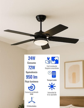 Ventilador de techo Megaluz con control remoto 6 velocidades
