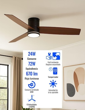 Ventilador de techo Megaluz con control remoto 6 velocidades