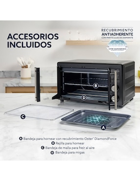 Horno eléctrico freidora Oster tssttv42fddafnsb Puerta Francesa 42 l