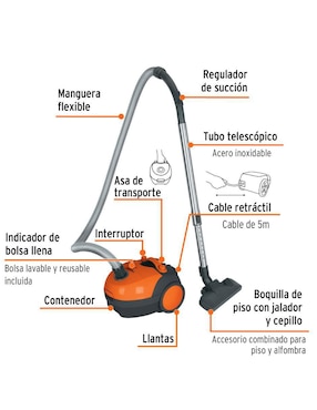 Aspiradora canister Truper asd-120 1 litro