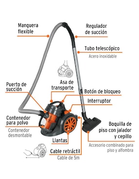 Aspiradora canister Truper asd-180 2 litros
