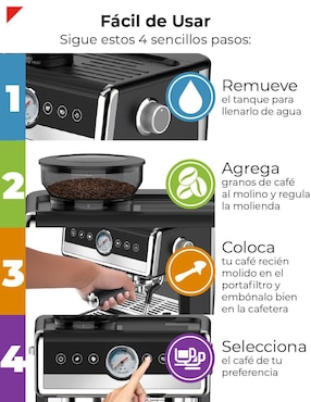 Cafetera con molino Bogner BDCM22