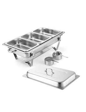 Chafer bufetera de acero inoxidable Bluelander 3 compartimentos