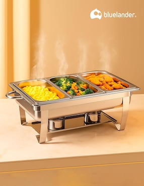 Chafer bufetera de acero inoxidable Bluelander 3 compartimentos