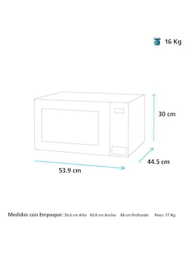 Horno de microondas convencional mabe modelo MGE11SEJ ECO 1.1ft 30 L
