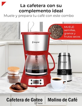 Set cafetera de goteo Bogner + molino BDCM12R-BCG01