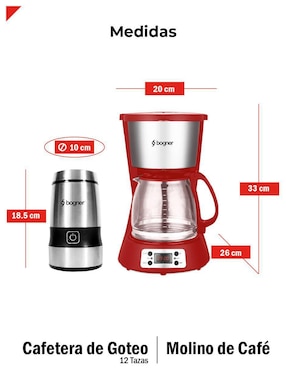 Set cafetera de goteo Bogner + molino BDCM12R-BCG01