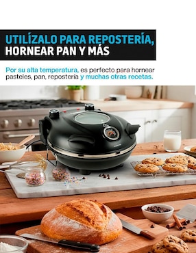Mini horno para pizza con tapa Redlemon de acero inoxidable