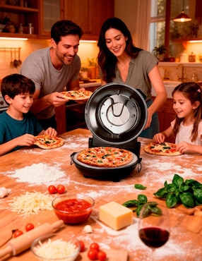 Mini horno para pizza con tapa Redlemon de acero inoxidable