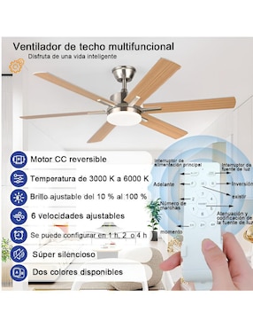 Ventilador de techo Xtellar con control remoto 6 velocidades