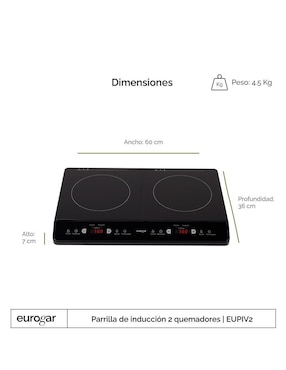 Parrilla de inducción Eurogar Eupiv2 de acero inoxidable