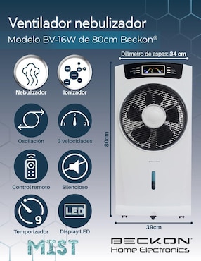 Ventilador de torre Beckon con control remoto 3 velocidades
