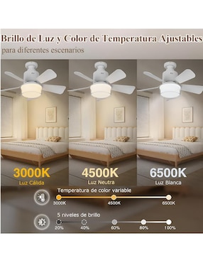 Ventilador de techo Xtellar con control remoto 3 velocidades