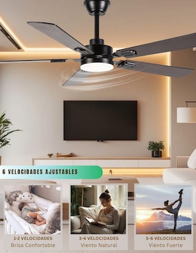 Ventilador de techo Megaluz con control remoto 6 velocidades