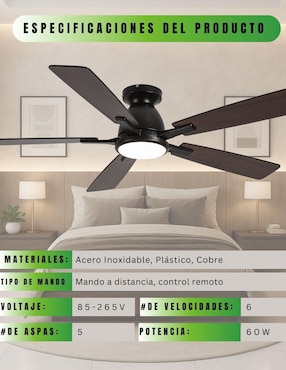Ventilador de techo Megaluz con control 6 velocidades
