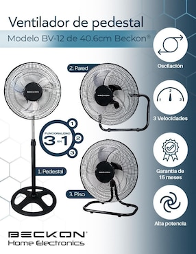 Ventilador de pedestal Beckon 3 velocidades