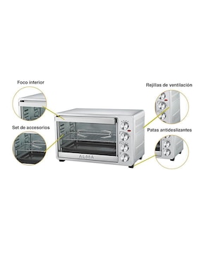 Horno eléctrico rosticero Alma GR33RC 33 L