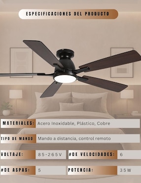 Ventilador de techo Megaluz con control remoto 6 velocidades
