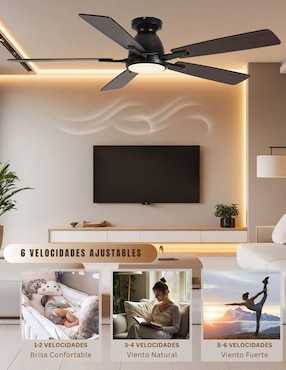 Ventilador de techo Megaluz con control remoto 6 velocidades