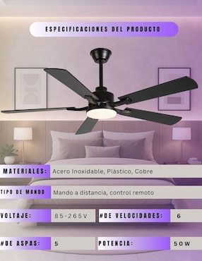 Ventilador de techo Megaluz con control remoto 6 velocidades