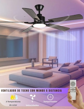 Ventilador de techo Megaluz con control remoto 6 velocidades