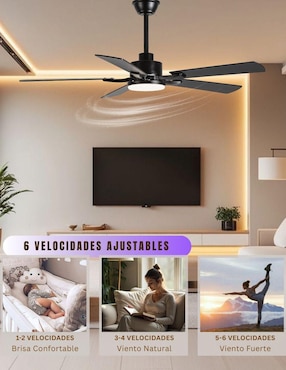 Ventilador de techo Megaluz con control remoto 6 velocidades