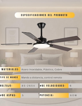 Ventilador de techo Megaluz con control remoto 6 velocidades