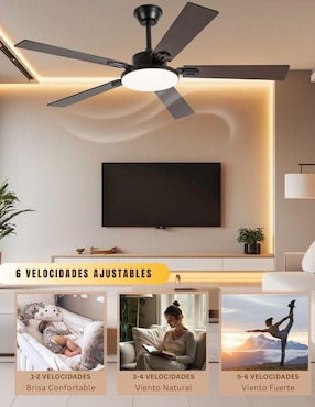 Ventilador de techo Megaluz con control remoto 6 velocidades