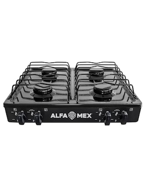 Parrilla de gas Alfamex 311-4-negro de acero porcelanizado