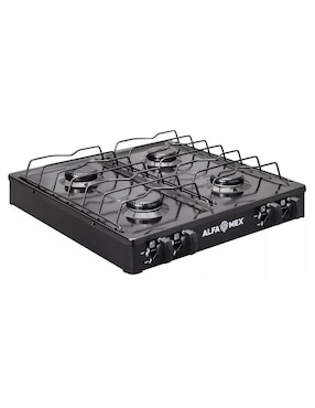 Parrilla de gas Alfamex 311-4-negro de acero porcelanizado