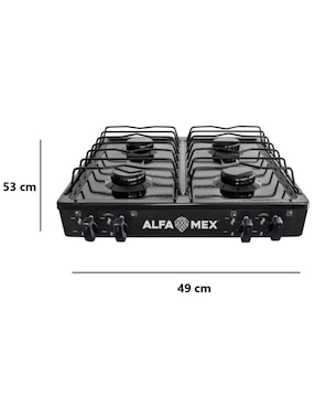 Parrilla de gas Alfamex 311-4-negro de acero porcelanizado