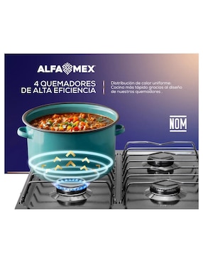 Parrilla de gas Alfamex 311-4-negro de acero porcelanizado