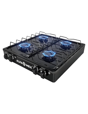 Parrilla de gas Alfamex 311-4-negro de acero porcelanizado