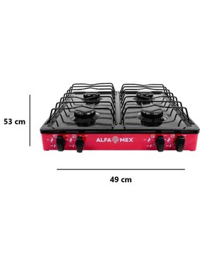 Parrilla de gas Alfamex 311-5-Rojo de acero porcelanizado