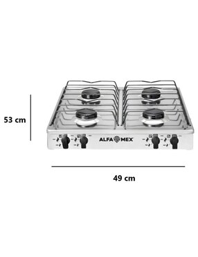 Parrilla de gas Alfamex 312-6-blanco de acero inoxidable