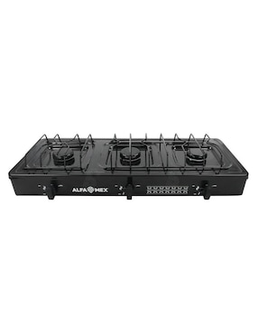 Parrilla de gas Alfamex 611-4-negro de acero inoxidable