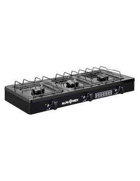 Parrilla de gas Alfamex 611-4-negro de acero inoxidable