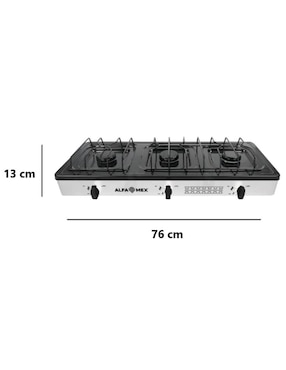 Parrilla de gas Alfamex 611-6-blanco de acero inoxidable