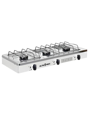 Parrilla de gas Alfamex 612-6-blanco de acero inoxidable