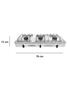 Parrilla de gas Alfamex 612-6-blanco de acero inoxidable