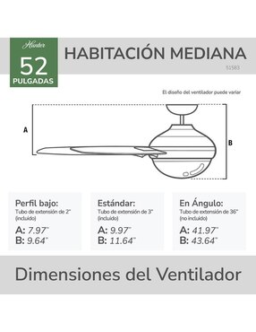 Ventilador de techo Hunter Fan con control remoto 3 velocidades