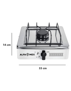Parrilla de gas Alfamex 603-6-blanco de acero inoxidable