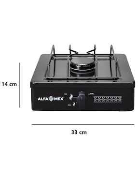 Parrilla de gas Alfamex 603-4-negro de acero inoxidable