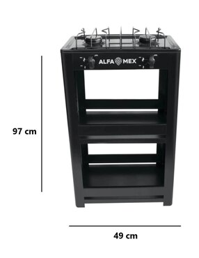 Parrilla de gas Alfamex 403-4-Negro de acero inoxidable
