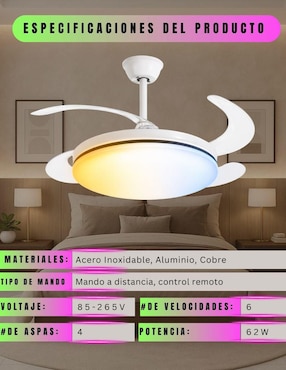 Ventilador de techo Megaluz con control remoto 6 velocidades