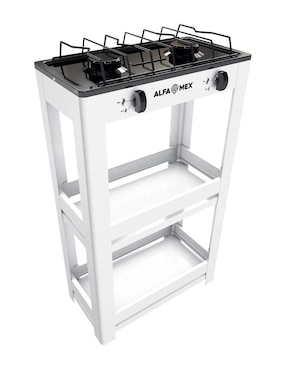Parrilla de gas Alfamex 403-6-blanco de acero porcelanizado