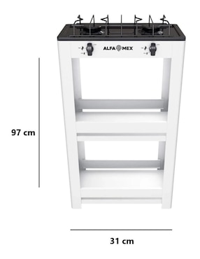Parrilla de gas Alfamex 403-6-blanco de acero porcelanizado