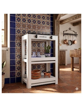 Parrilla de gas Alfamex 403-6-blanco de acero porcelanizado