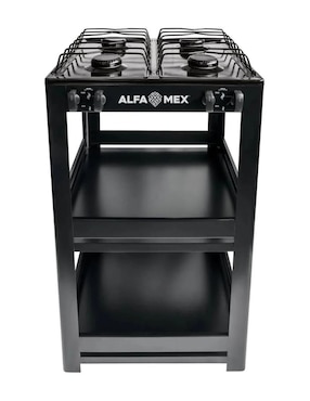 Parrilla de gas Alfamex 411-4-negro de acero porcelanizado